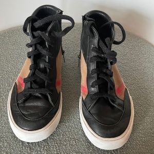 Burberry Leather and Signature Print High Tops 30